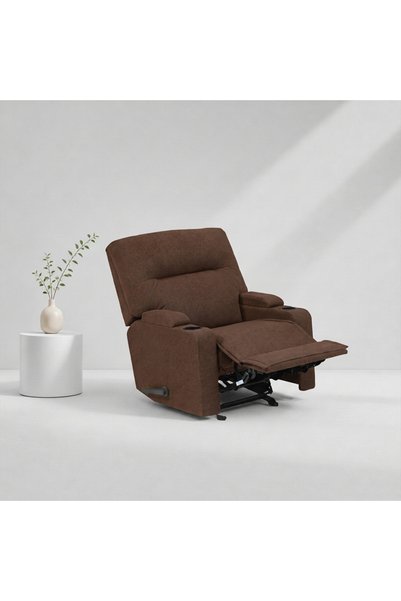 BACK CARE كرسي استرخاء بقاعدة ثابتة، مخمل، مزود بمسند للقدمين، بني، MG-3-S