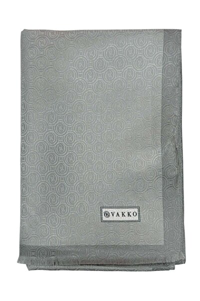 Vakko İpek Jakar Monogram Şal 32225-Gri