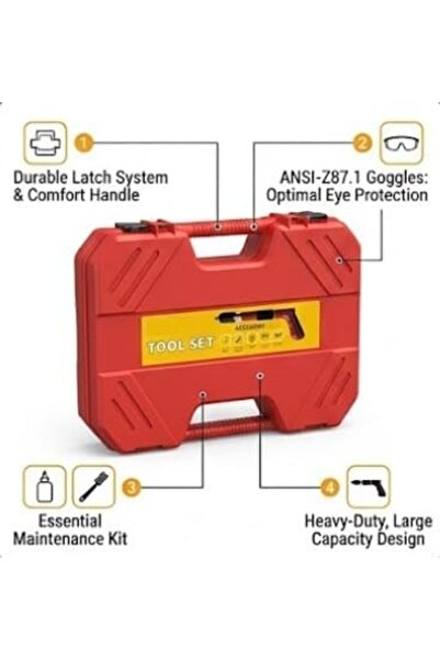 Generic DX2522 Tool Set with Carrying Case Includes Gun, Cleaning Brush, Lubricating Oil, Spare Parts, Protective Goggles