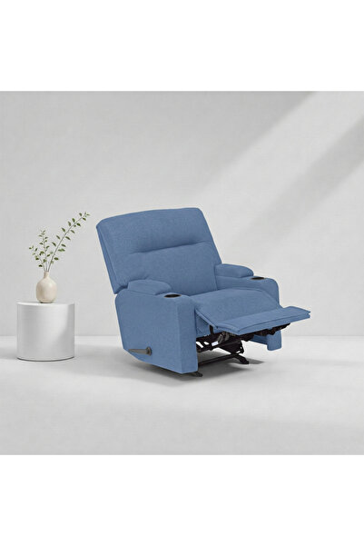 BACK CARE كرسي استرخاء بقاعدة ثابتة، مخمل، مزود بمسند للقدمين، أزرق، MG-3-S