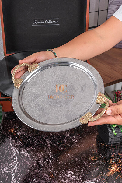DMT COPPER HOME 1 قطعة صينية قهوة من الفولاذ الكروم مقاس 25 سم - صينية تقديم ...