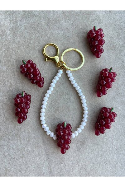 PEONY peonyofficiall Üzüm Çanta Süsü Beyaz Kristal Charm Grape Anahtarlık Kli...