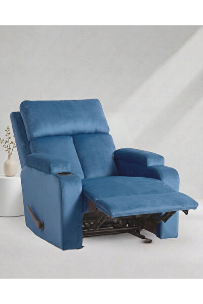 BACK CARE كرسي استرخاء بقاعدة ثابتة، مخمل، مزود بمسند للقدمين، أزرق، ND-3-S