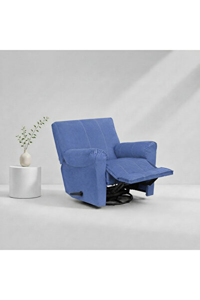 BACK CARE كرسي هزاز قابل للإمالة، مخمل، مزود بمسند للقدمين، أزرق، V-1-R