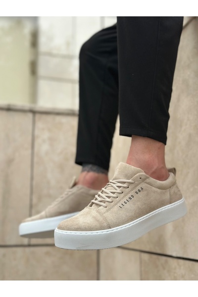 BOA Aba0104 Lace-Up Cream Suede White Sole Sports Classic Men's Shoes