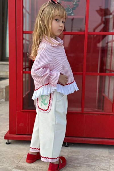 Kidmark Çocuk Modası Girl's Striped Shirt 2-Piece Pink Set