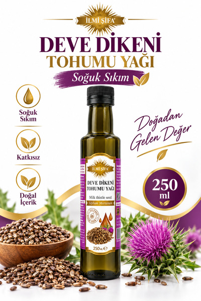 İLMİ ŞİFA Deve Dikeni Tohumu Yağı 250 ml Soğuk Sıkım %100 Saf Milk thistle se...
