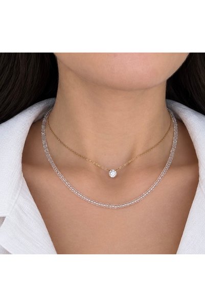 Genel Markalar Parlak Beyaz Şeffaf Kum Boncuk Kolye