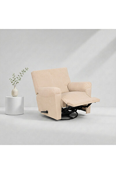 BACK CARE كرسي هزاز قابل للإمالة، مخمل، مزود بمسند للقدمين، بيج، V-1-R