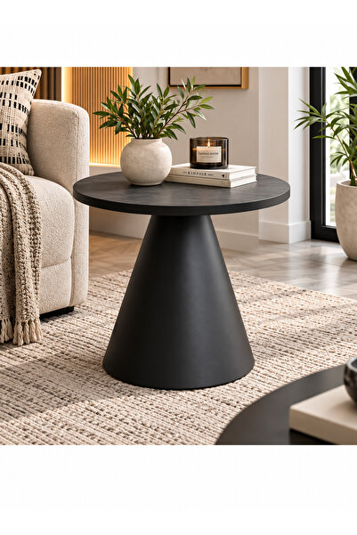 N.zone Modern Round Side Table with Elegant Design – Mdf Wood Top with Sturdy...