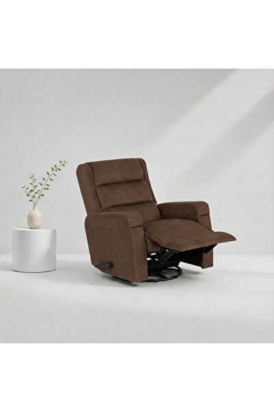 BACK CARE Swivel Rocking Recliner Chair, Velvet, Footrest, Brown, MG-7-H