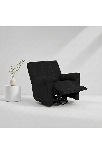 BACK CARE كرسي هزاز قابل للإمالة، مخمل، مزود بمسند للقدمين، أسود، V-1-R