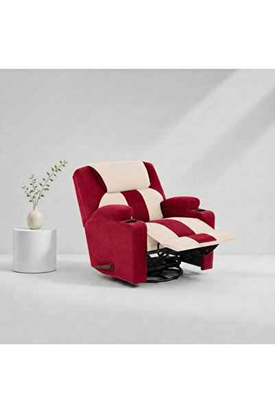 BACK CARE كرسي هزاز قابل للإمالة، مخمل، مزود بمسند للقدمين، أحمر، MG-8-R