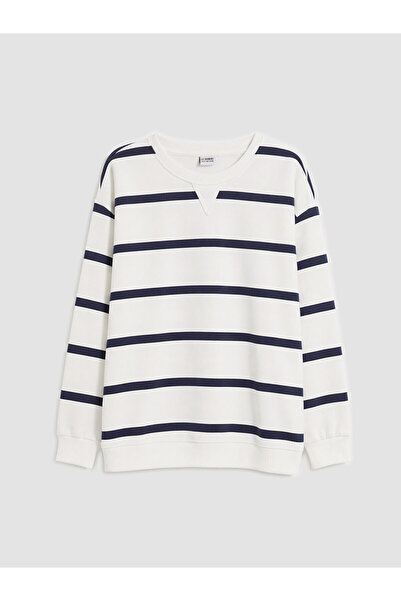 LC Waikiki Two Mt Shop Quality Lcw Kids Navy Blue Striped Boys' Sweatshirt