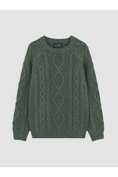 LC Waikiki Two Mt Shop Quality Green Hair Braided Patterned Boy's Knitwear Sw...