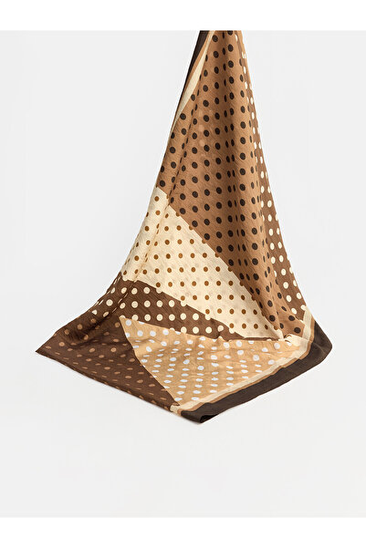 LC Waikiki Lcw Modest Brown Voile Polka Dot Women's Shawl with Nevavm Difference