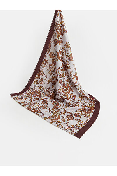LC Waikiki Lcw Modest Brown Voile Patterned Women's Shawl with Nevavm Difference