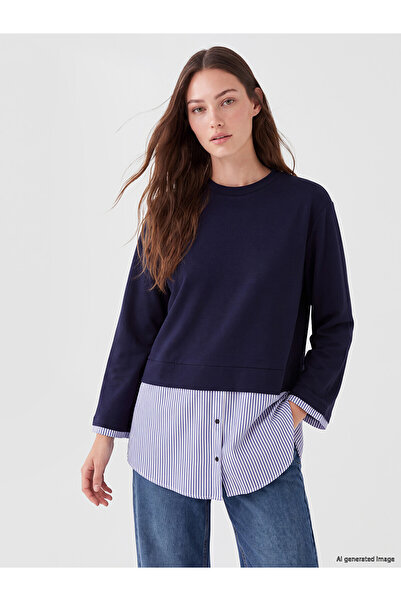 LC Waikiki Nevavm Farkıyla Lcw Modest Navy Blue Interlock Plain Loose & Baggy...