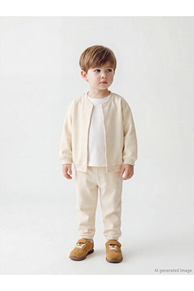 LC Waikiki Two Mt Shop Quality Lcw Baby Beige Oval Collar Baby Boy Cardigan a...