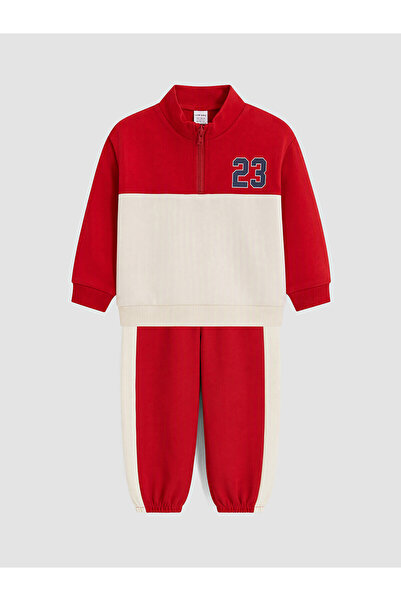 LC Waikiki Nevavm Farkıyla Lcw Baby Red Color Block Baby Boy Sweatshirt and S...