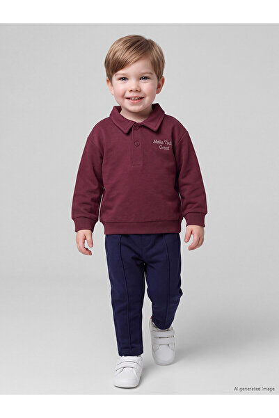 LC Waikiki Two Mt Shop Quality Lcw Baby Burgundy Embroidered Baby Boy Suit