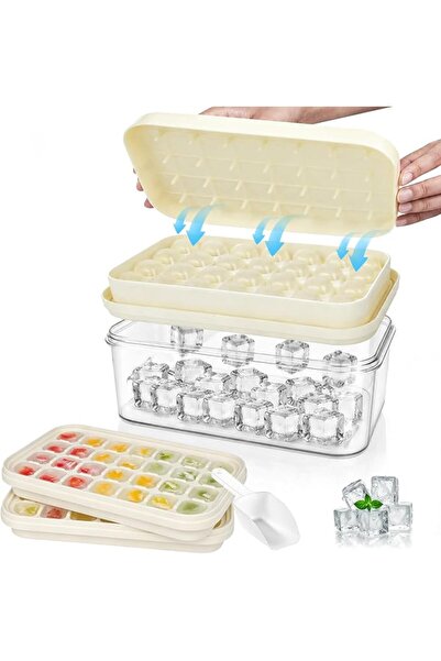 GENERAL Ice Cube Tray with Lid&Bin, Ice Cube Mold with 56 Cubes, Easy-Release...