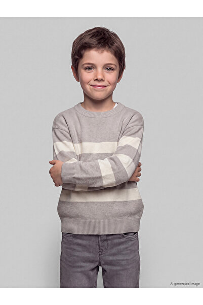 LC Waikiki Lcw Kids Mixed Oval Collar Striped Boys' Knitwear Sweater with Nev...