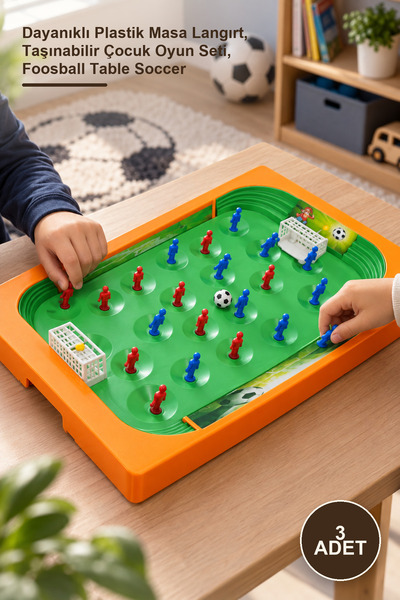 3 Adet World Champions Futbol Oyunu – Dayanıklı Plastik Masa Langırt, Taşınabilir Çocuk Oyun Seti, Foosball Table Soccer