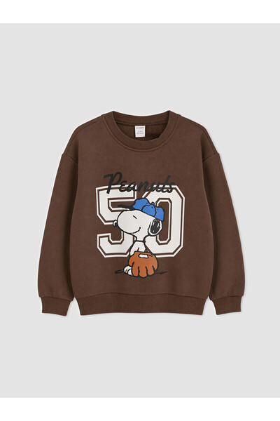 LC Waikiki Two Mt Shop Quality Lcw Kids Brown 3 Thread Printed Boys' Sweatshirt