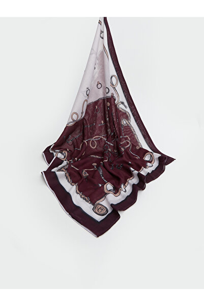 LC Waikiki Nevavm Farkıyla Lcw Accessories Burgundy Voile Patterned Women's S...