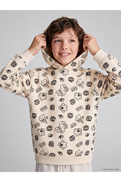 LC Waikiki Two Mt Shop Quality Lcw Kids Ecru Brawl Stars Printed Boys' Sweats...