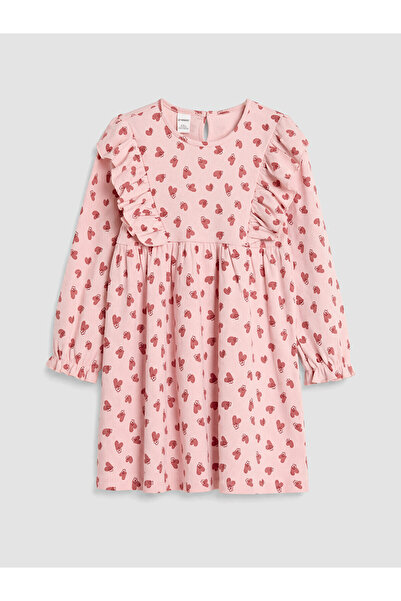 LC Waikiki Nevavm Pink Patterned Girl's Dress with a Difference