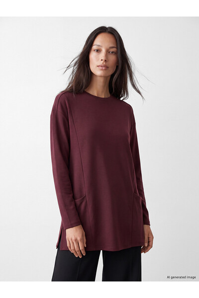 LC Waikiki Nevavm Farkıyla Lcw Everyday Plum Plain Loose & Baggy Women's Tunic