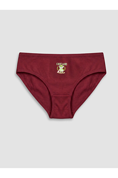 LC Waikiki Peak New Season Burgundy Printed Bikini Panties