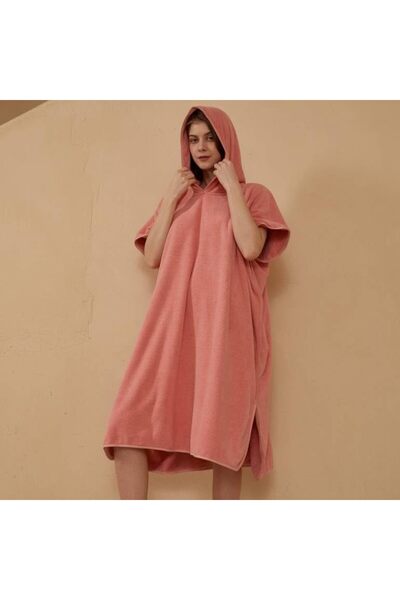 REEFI Plain Cappa Bathrobe, Snap Button Sides, Apricot