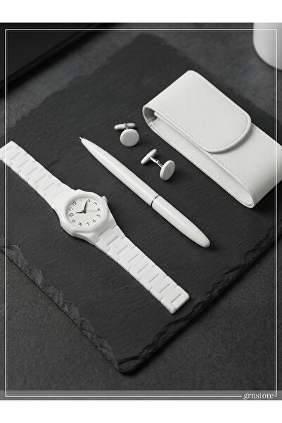 Genel Markalar Minimalist Beyaz Kadran Numara Detaylı Silikon Kasa Unısex Kol...