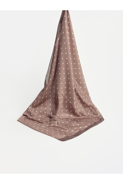 LC Waikiki Lcw Modest Brown Voile Polka Dot Women's Shawl with Nevavm Difference