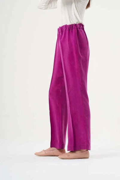MissWhence Relaxed Wide-Leg Cupro Trousers - Fuchsia
