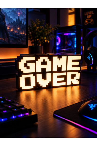 3dlab three-dimensional systems Game Over LED Box Gece Lambası - Oyuncu Masas...