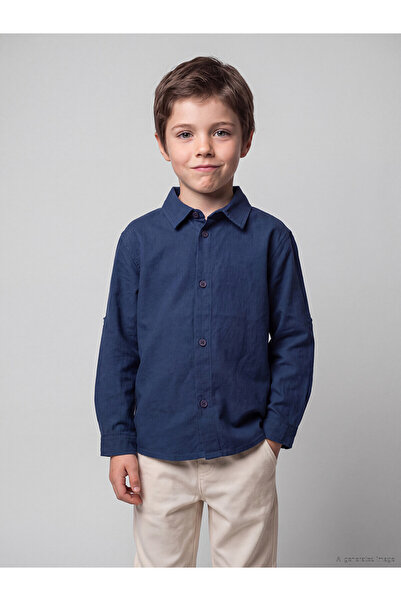 LC Waikiki Two Mt Shop Quality Lcw Kids Indigo Embroidered Boys' Shirt