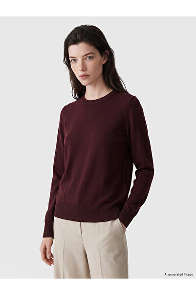 LC Waikiki Lcw Comfort Burgundy Knitwear Plain Sweater with Nevavm Difference