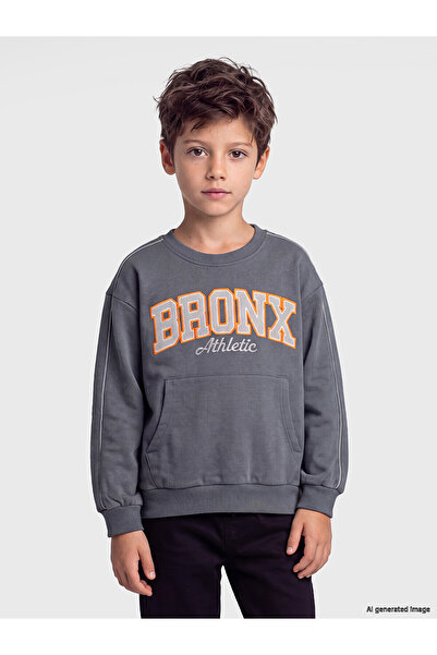 LC Waikiki Two Mt Shop Quality Lcw Kids Gray 3 Thread Printed Loose & Baggy B...