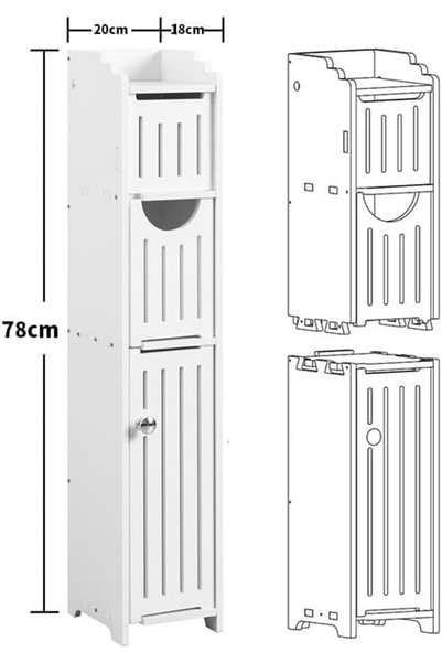 Paporich Bathroom Furniture Sets, Small Bathroom Storage Cabinet, White Bathroom Organizer, Toilet P