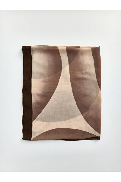 LC Waikiki Lcw Modest Brown Satin Patterned Women's Shawl with Nevavm Difference