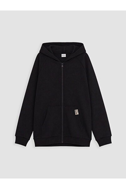 LC Waikiki Two Mt Shop Quality Lcw Kids Black Hooded Boys' Thick Zipper Sweat...