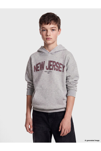 LC Waikiki Two Mt Shop Quality Lcw Kids Gray New Jersey Printed Boys' Sweatshirt