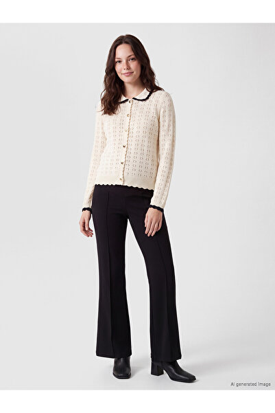 LC Waikiki Lcw Comfort Ecru Knitwear Openwork Cardigan with Nevavm Difference