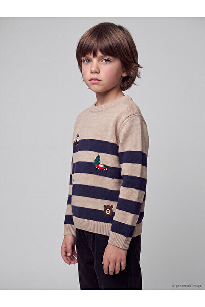 LC Waikiki Two Mt Shop Quality Lcw Kids Mixed Knitwear Striped Oval Collar Bo...