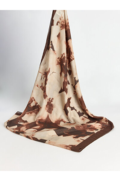 LC Waikiki Lcw Accessories Brown Voile Patterned Women's Shawl with Nevavm Di...