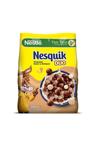 Nesquik Nestle Duo Sütlü Kakaolu Buğday ve Mısır Gevreği 310 G - 8 Adet